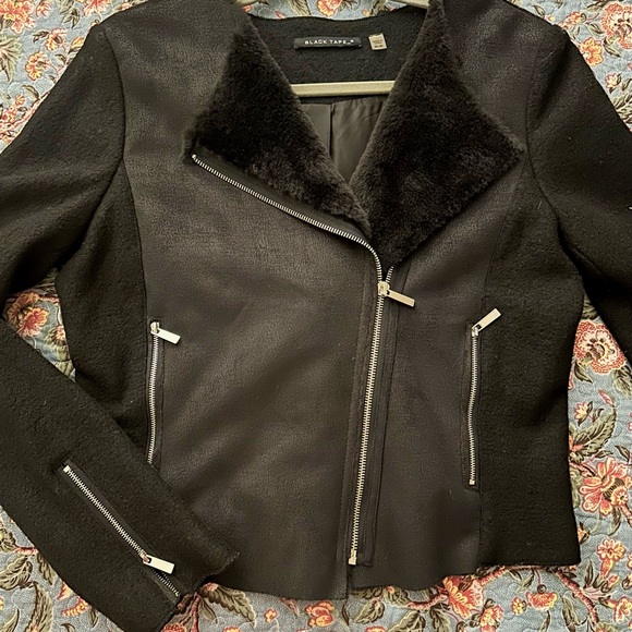 Faux Fir & Suede Bomber Jacket - Picture 4 of 6